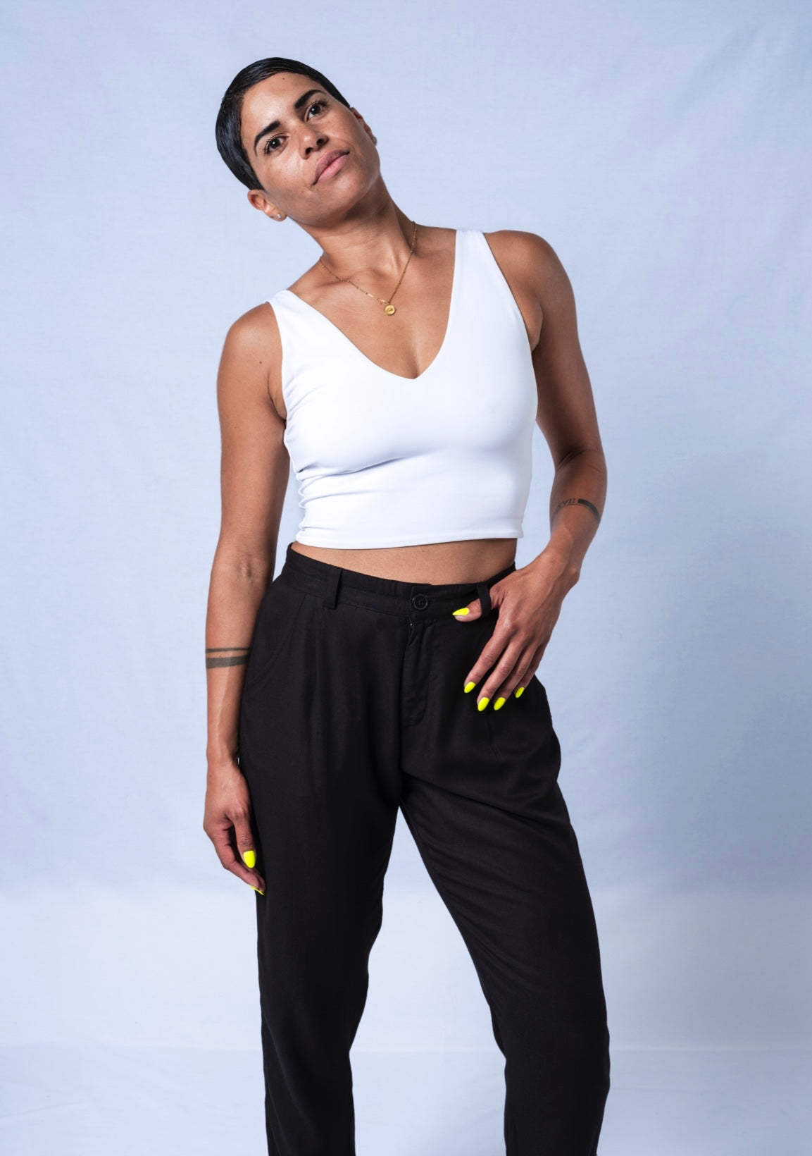The Jogger Dress pants as crafted with hand-picked lightweight woven viscose fabric. Features deep pockets, button closure and pleats. Sizes XS-XL available.