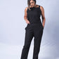 All In One Jumpsuit Model Standing showing waistband. Waistband tied to back