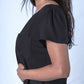 Black T-Shirt Dress side view showing the pocket 