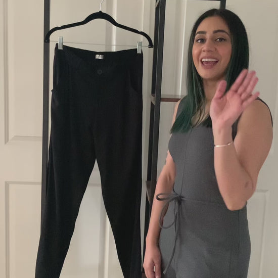 Lets talk about the details of the Effortless Jogger Pants. Video detailing how the black pants can be worn.