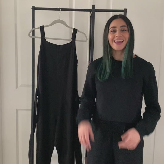 Lets talk about the details of the All in One Black Jumpsuit. Video detailing how the black jumpsuit can be worn.