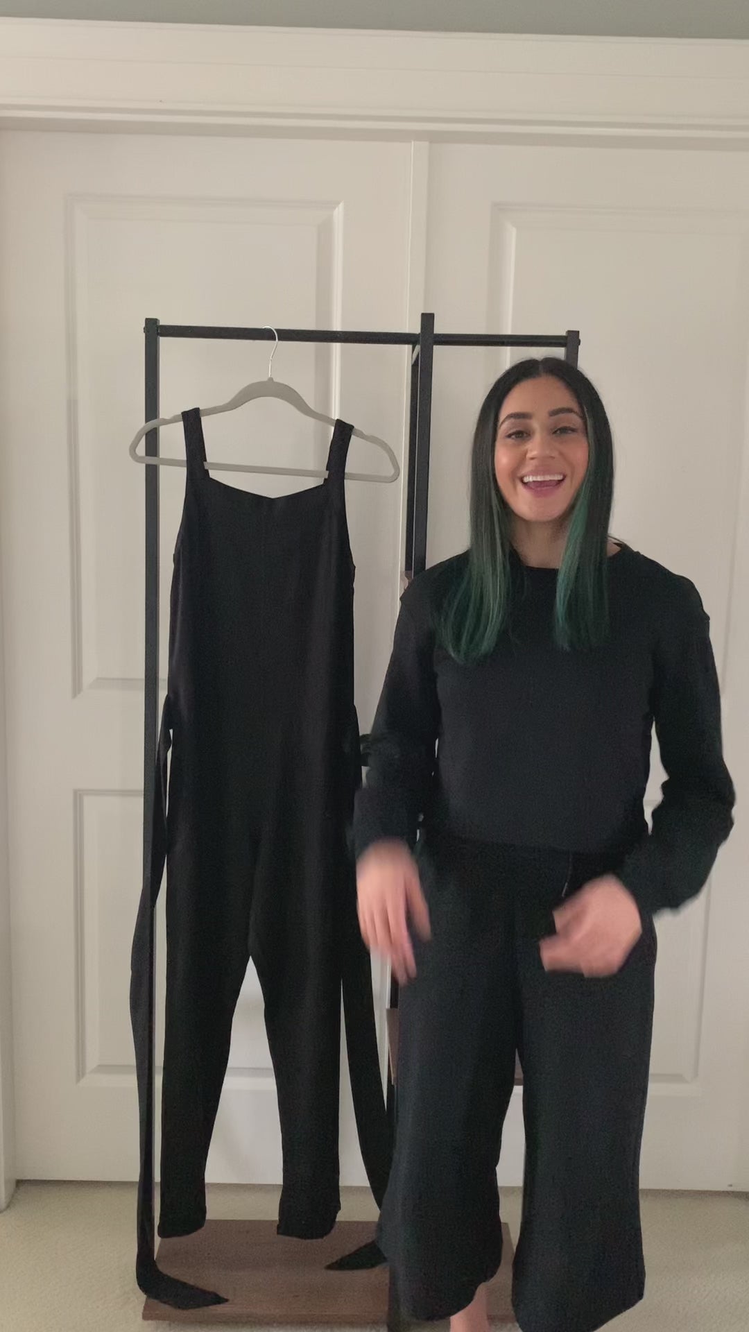 Lets talk about the details of the All in One Black Jumpsuit. Video detailing how the black jumpsuit can be worn.