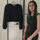 Lets talk about the details of the Crop Crew Neck Sweatshirt. Video detailing how the black Crop Crew Neck Sweatshirt can be worn.