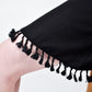Pleated Short Sleeve Black T-Shirt Dress has a fringe hemline for extra flare. Wear it for a casual day out with friends, style it up for work with a blazer, or effortlessly transform it into a fashionable cover-up for the beach.